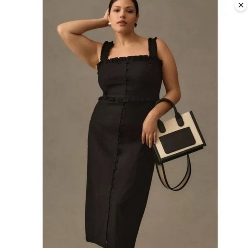 Anthropologie Plus Size 3X NWT The Linden Slim Square Neck Black Dress
